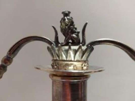 Candelabra In Silver Talleyrand Coat Of Arms France 1830-photo-4